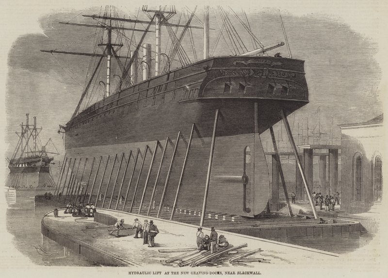Hydraulický výtah v New Graving-Docks, poblíž Blackwallu od Edwin Weedon
