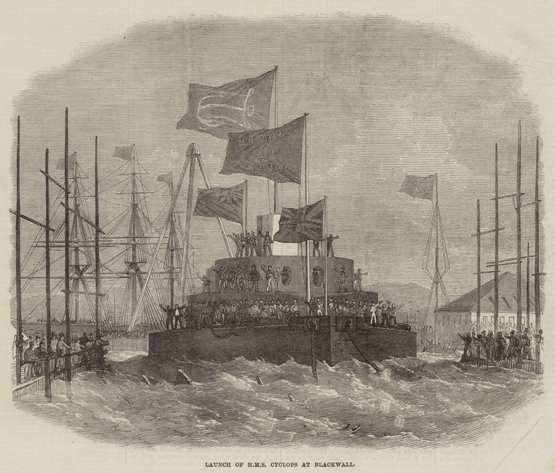 Spuštění lodi HMS Cyclops na vodu v Blackwallu od Edwin Weedon