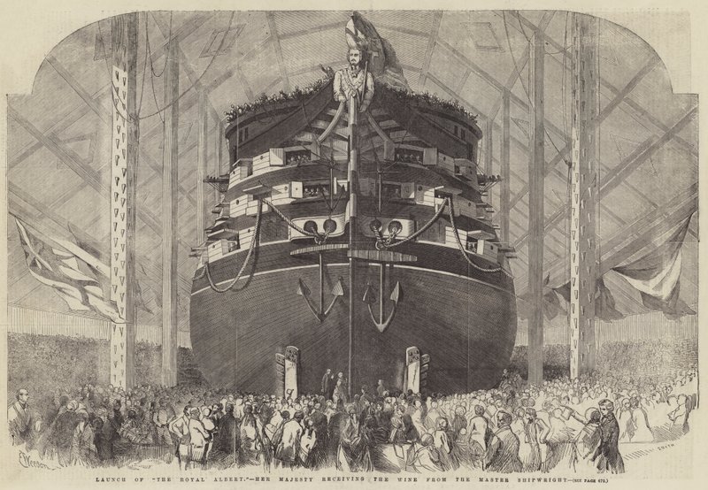 Uvedení Royal Albert, Její Veličenstvo dostává víno od Mistra Shipwrighta od Edwin Weedon