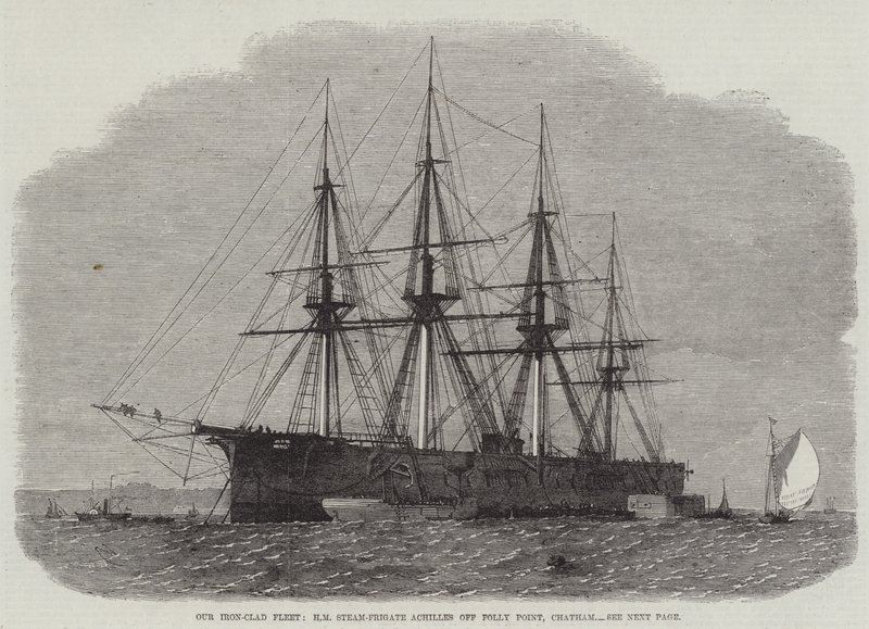 Naše železná flotila, HM parní fregata Achilles u Folly Point, Chatham od Edwin Weedon