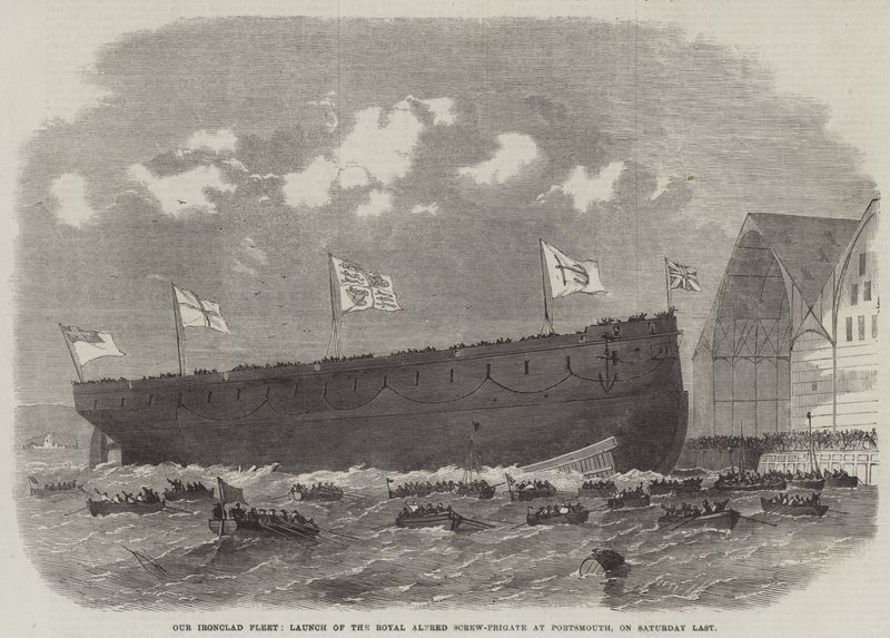 Naše železná flotila, start Royal Alfred Screw-Frigate v Portsmouthu, v sobotu minulou od Edwin Weedon