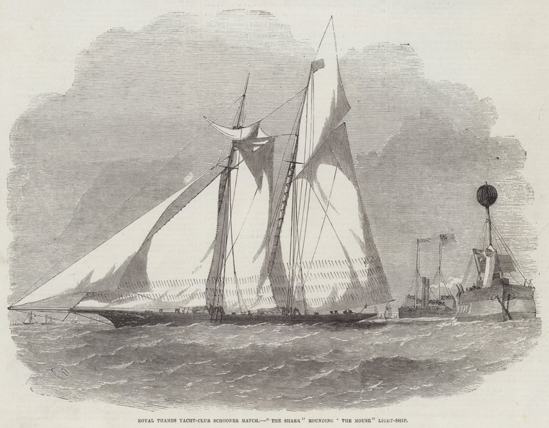 Royal Thames Yacht-Club Schooner Match, The Shark rounding The Mouse Light-Ship od Edwin Weedon