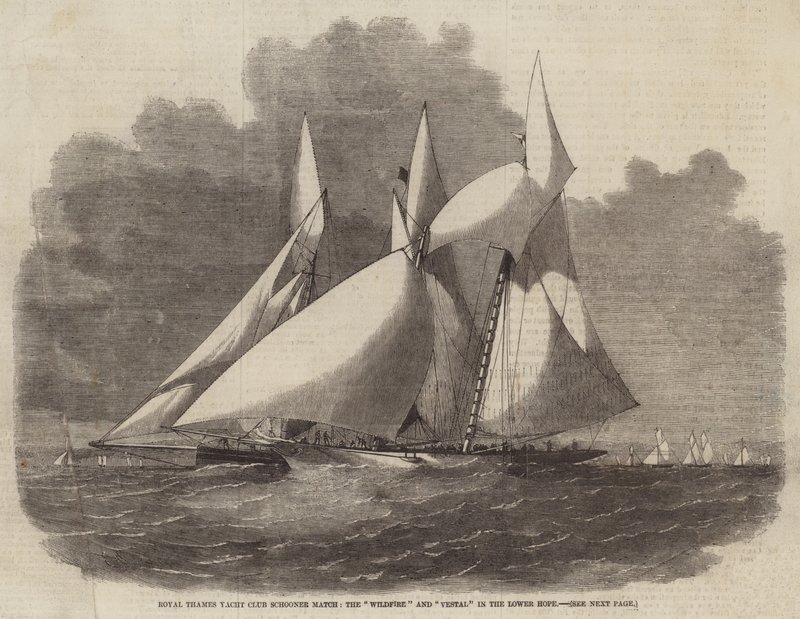 Royal Thames Yacht Club Schooner Match, Wildfire a Vestal v Lower Hope od Edwin Weedon