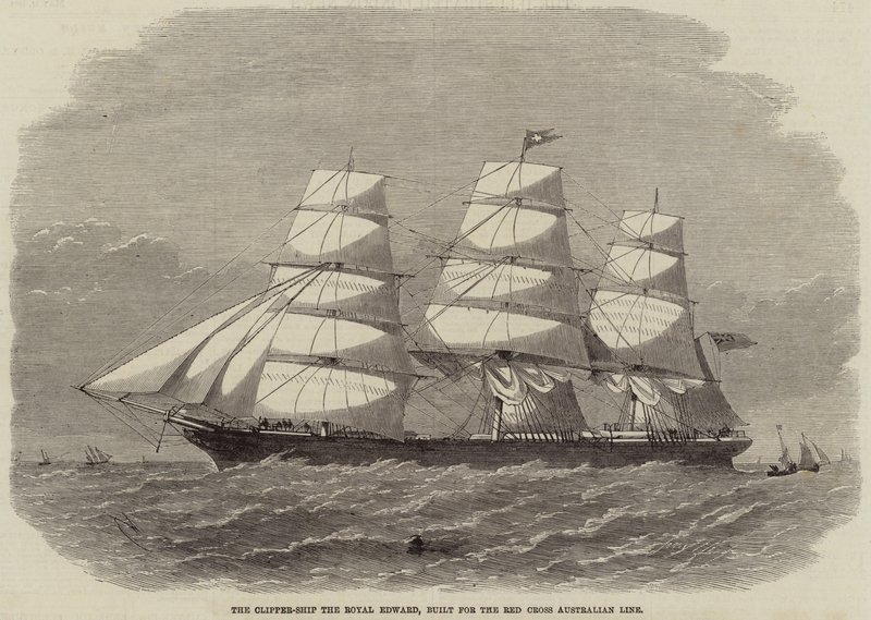 Clipper-Ship the Royal Edward, postavený pro Červený kříž Australian Line od Edwin Weedon