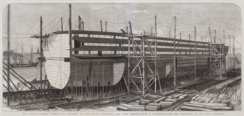 Budova Great Eastern Steam-Ship na Stocks, Millwall, zátěž 22 500 tun od Edwin Weedon