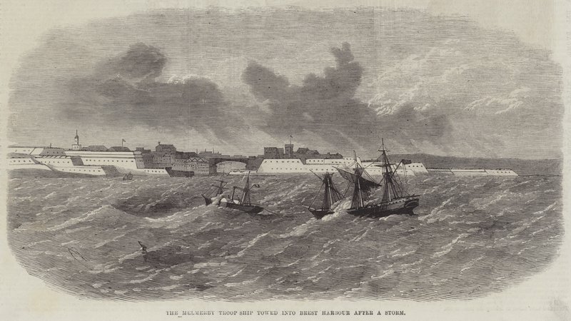 Melmerby Troop-Ship odtažena do Brest Harbour po bouři od Edwin Weedon