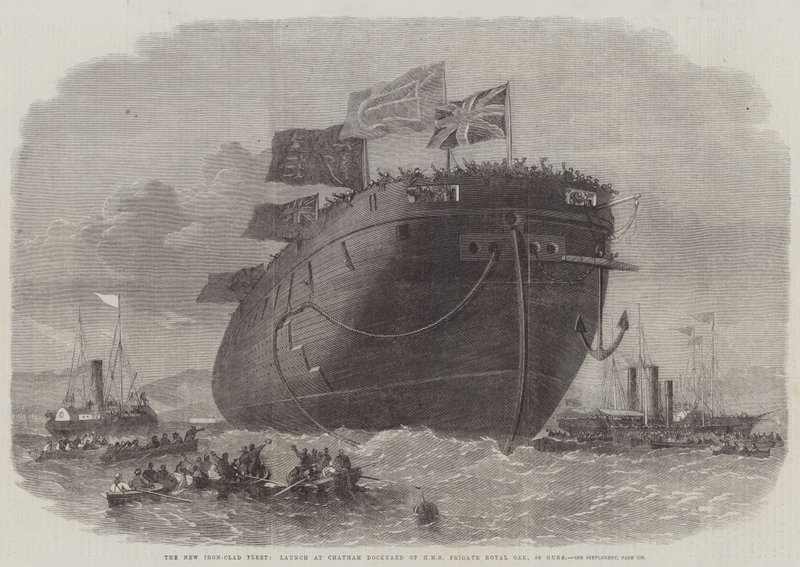 Nová železná flotila, start v Chatham Dockyard of HMS Frigate Royal Oak, 50 děl od Edwin Weedon