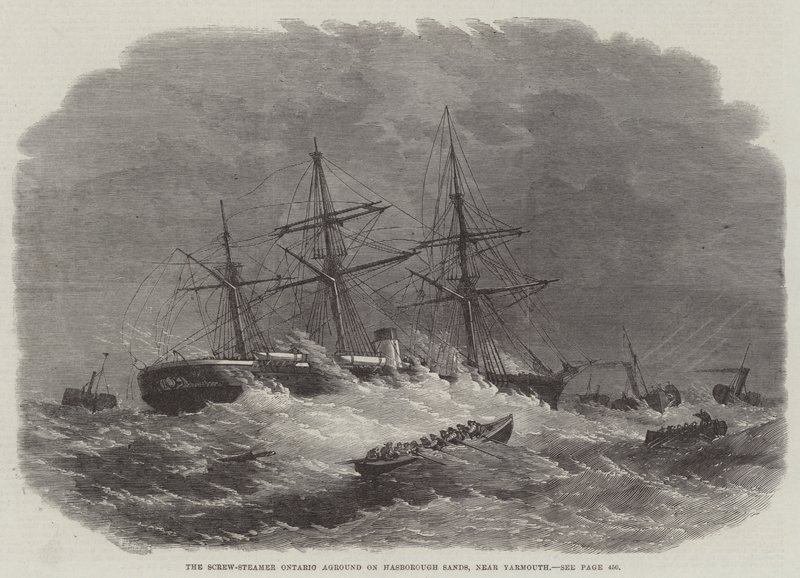 The Screw-Steamer Ontario Aground na Hasborough Sands, poblíž Yarmouth od Edwin Weedon