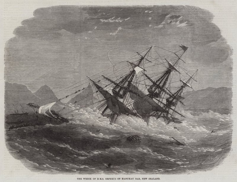 Vrak lodi HMS Orpheus na Manukau Bar, Nový Zéland od Edwin Weedon