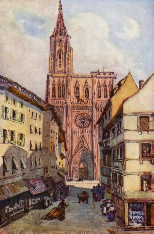 Rýn: Strassburg (barevná litografie) od Effie Jardine