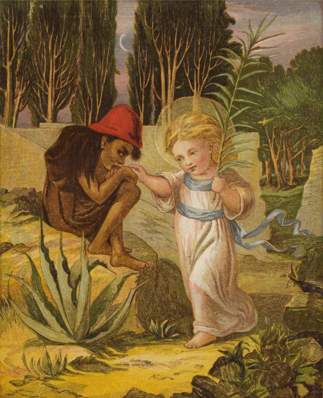 Malé usměvavé dítě, které mělo na sobě trámovou korunku (barva lito) od Eleanor Fortescue Brickdale