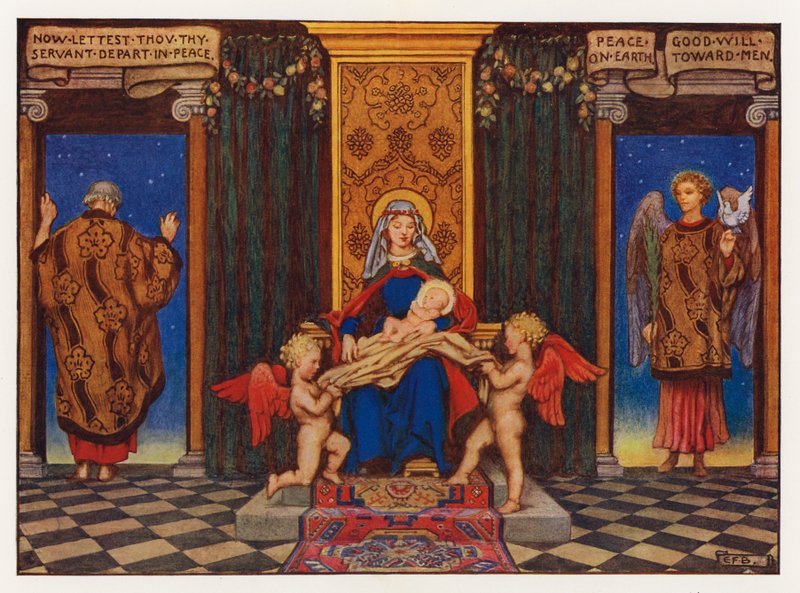 Koledy: Mír na zemi (barva litho) od Eleanor Fortescue Brickdale