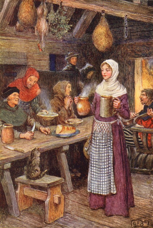 Ilustrace k filmu The Gathering of Brother Hilarius od Michaela Fairlesse (barevná litografie) od Eleanor Fortescue Brickdale