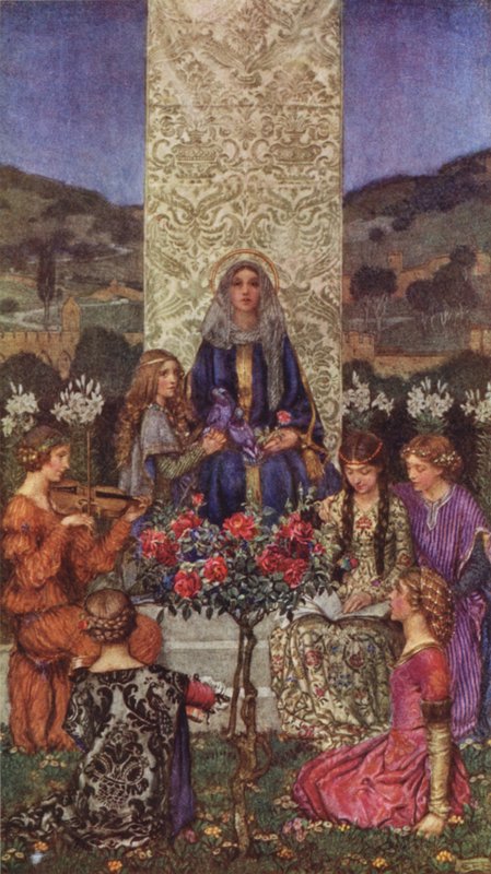 Naše paní zpívá Magnificat, S tóny převyšujícími sladké (barva lito) od Eleanor Fortescue Brickdale