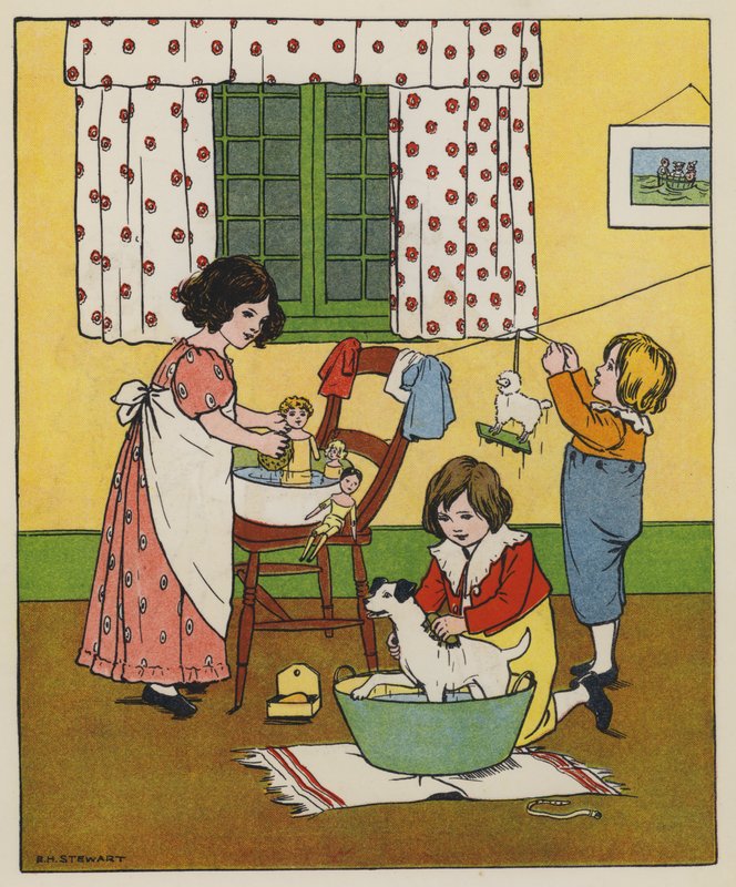 Sobota, Doba praní (barevné litho) od Elise H. Stewart