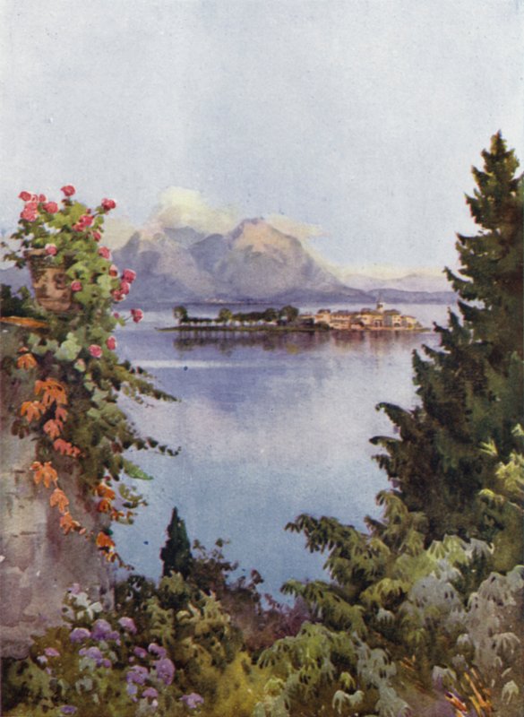 Zahrada u Baveno, jezero Maggiore (barva litho) od Ella Du Cane