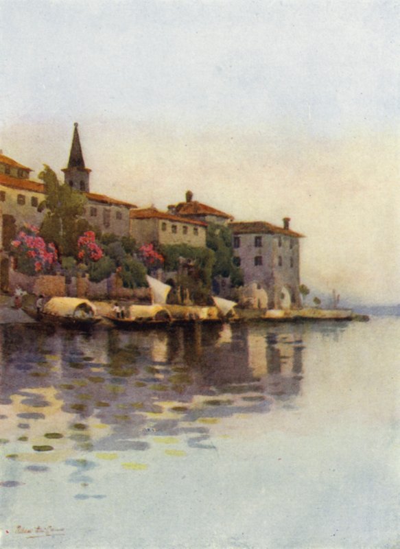 Šedé ráno, Lago Maggiore (barevné lito) od Ella Du Cane