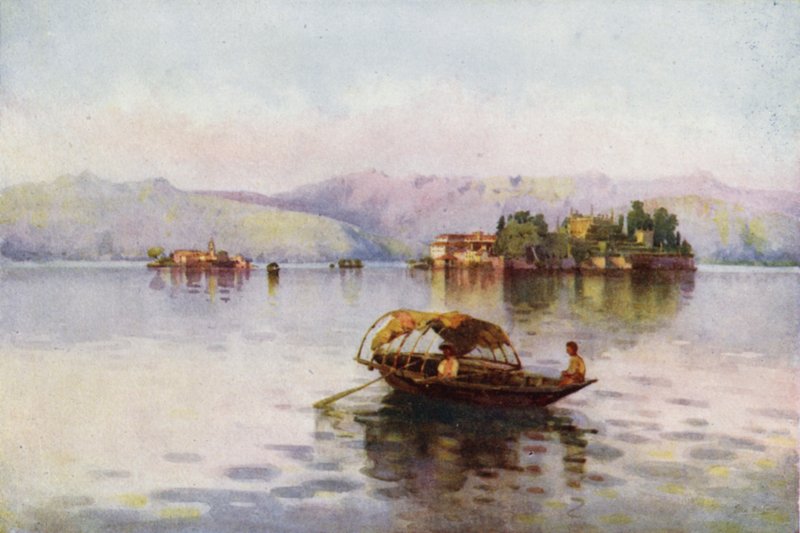 Letní večer, Lago Maggiore (barevné lito) od Ella Du Cane