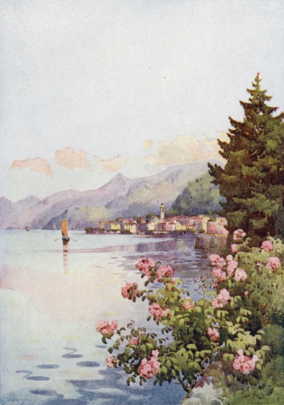 Bellagio z Villa Melzi, jezero Como (barva litho) od Ella Du Cane
