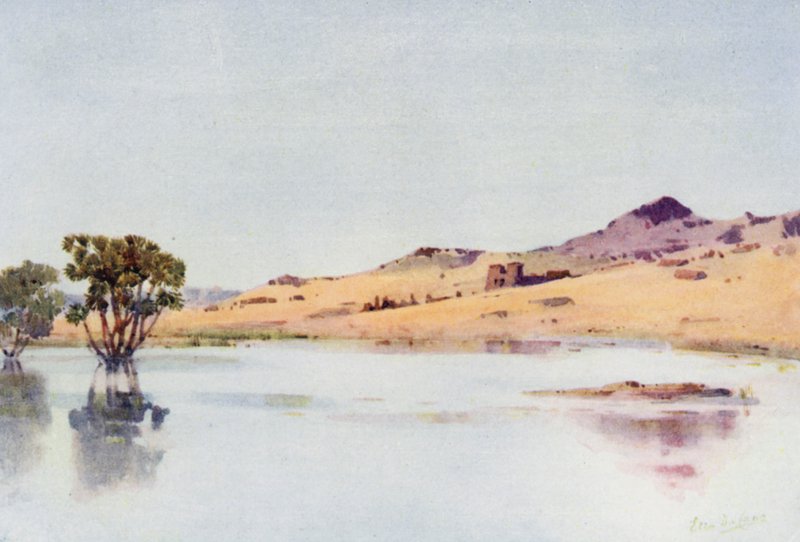El Sebua, Núbie (barevné litho) od Ella Du Cane