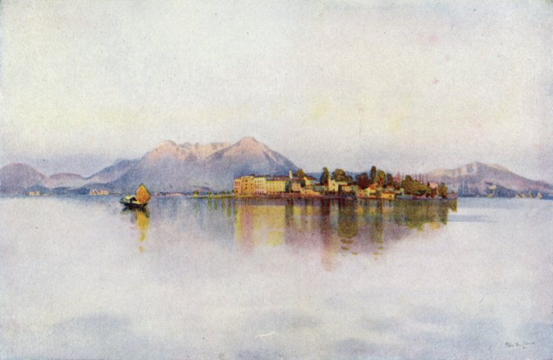 Isola Bella, jezero Maggiore (barva litho) od Ella Du Cane