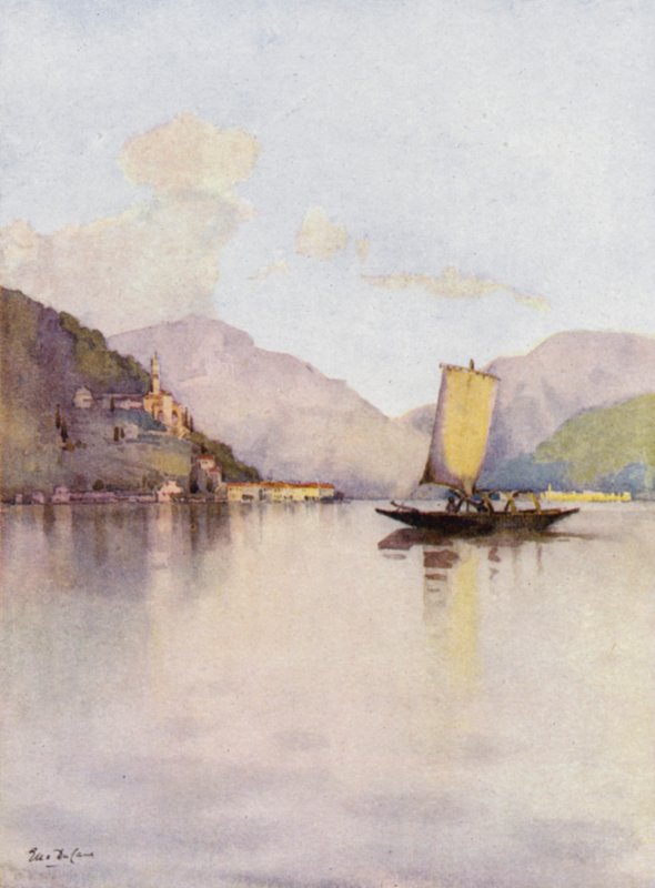 Morcote, jezero Lugano (barva litho) od Ella Du Cane