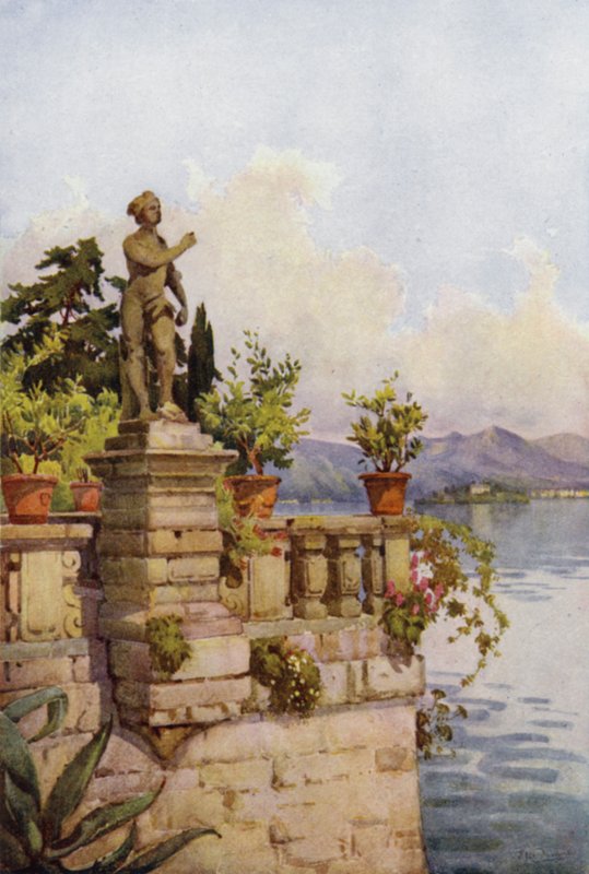 Terasa, Isola Bella, jezero Maggiore (barevné lito) od Ella Du Cane