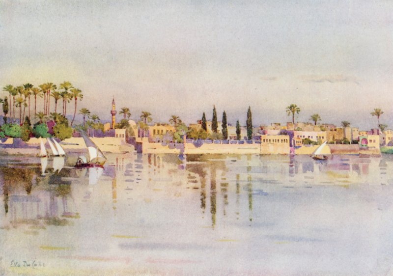Ostrov Roda, Káhira (barva litho) od Ella Du Cane