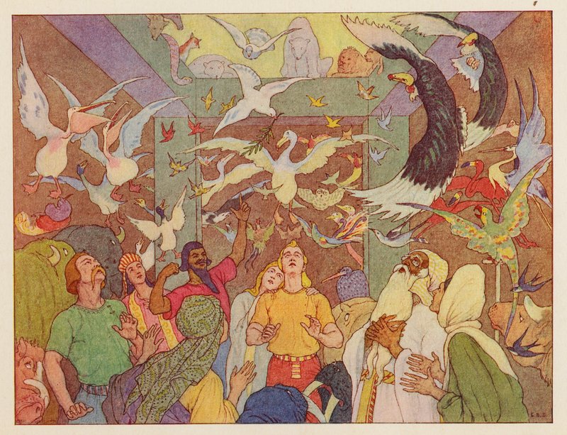 Noemova archa: Návrat holubice (barevná litografie) od Elmer Boyd Smith