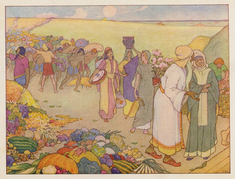 Noemova archa: Přebírání zásob (barevná litografie) od Elmer Boyd Smith