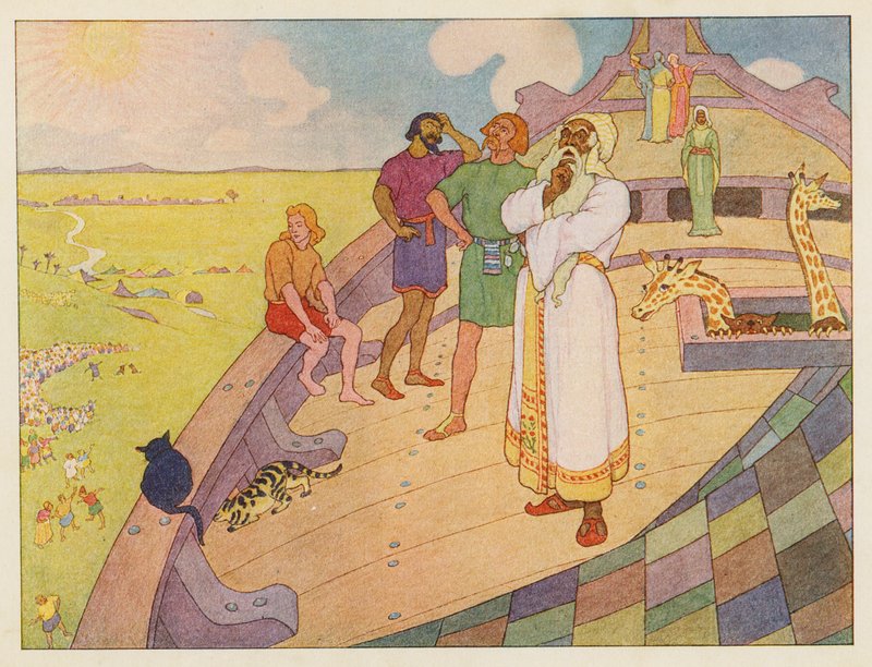 Noemova archa: Čekání na déšť (barevná litografie) od Elmer Boyd Smith