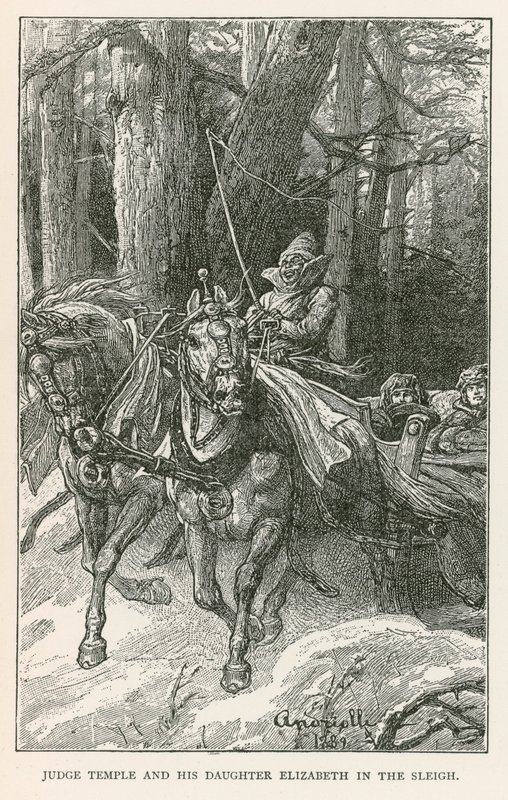 Soudce Temple a jeho dcera Elizabeth na saních (rytina) od Elviro Michael Andriolli