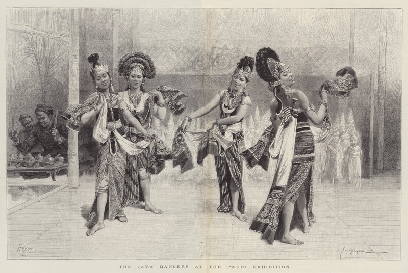 Java Dancers na pařížské výstavě od Emile Antoine Bayard