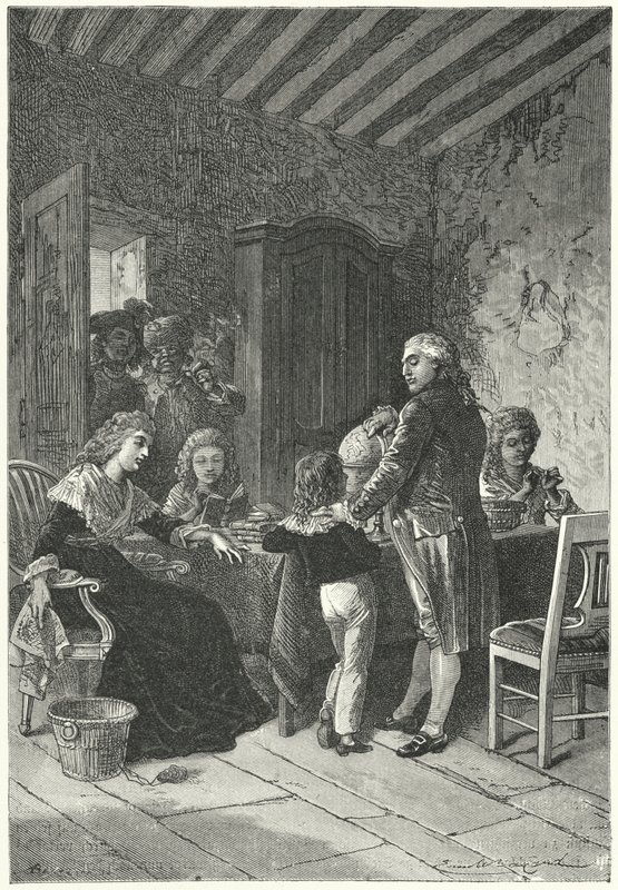 Ludvík XVI. a jeho rodina uvězněni v chrámu od Emile Antoine (after) Bayard
