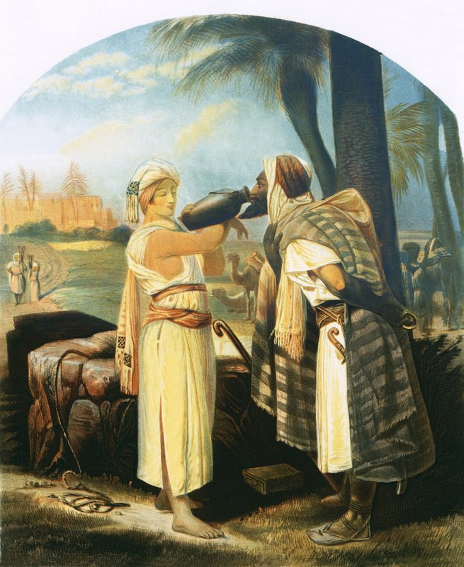 Rebeka dává sluhovi napít od Emile Jean Horace Vernet