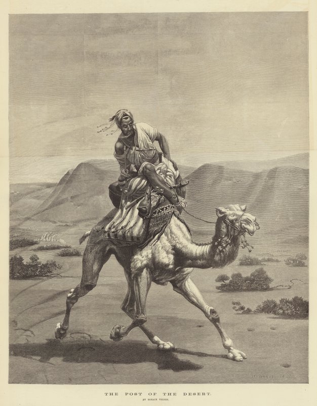 Pošta v poušti od Emile Jean Horace Vernet