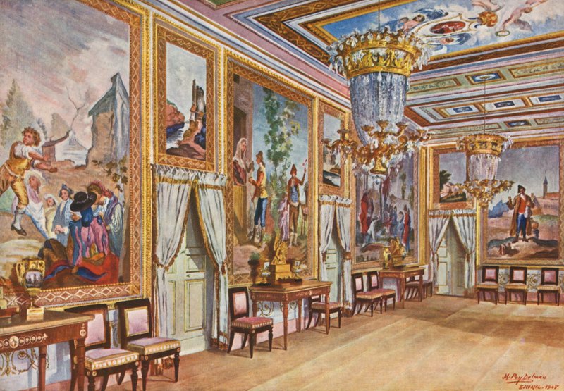 Elscorial: Salónek velvyslanců (barevná litografie) od Emilio Poy Dalmau