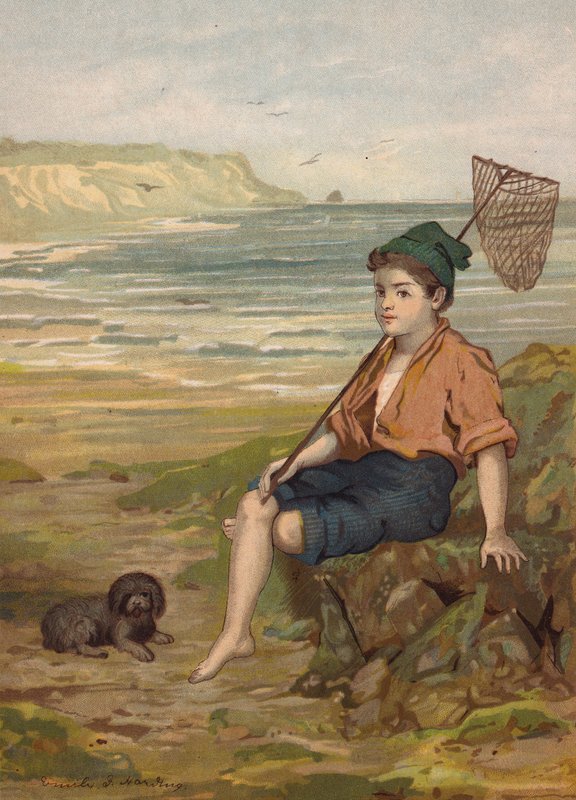 Chlapec s rybářskou sítí u moře (chromolit) od Emily Jane Harding Andrews