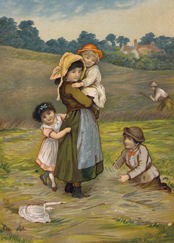 Děti s matkou při sklizni (chromolit) od Emily Jane Harding Andrews