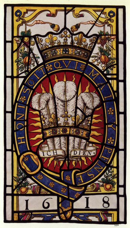 Holborn, Staple Inn, skleněný odznak prince z Walesu, 1618, 2 ft 10 12 na výšku od English Photographer