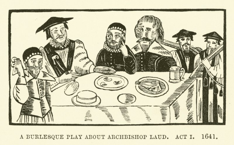 Burleskní hra o arcibiskupu Laudovi, dějství I, 1641 od English School
