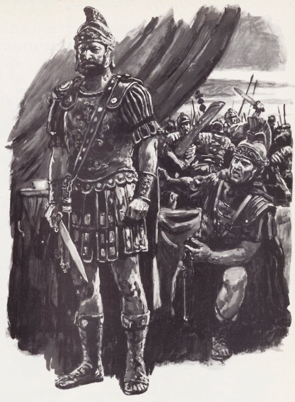 Brutus, poražený v bitvě u Filipp a zoufalý z útěku, si vzal život od English School
