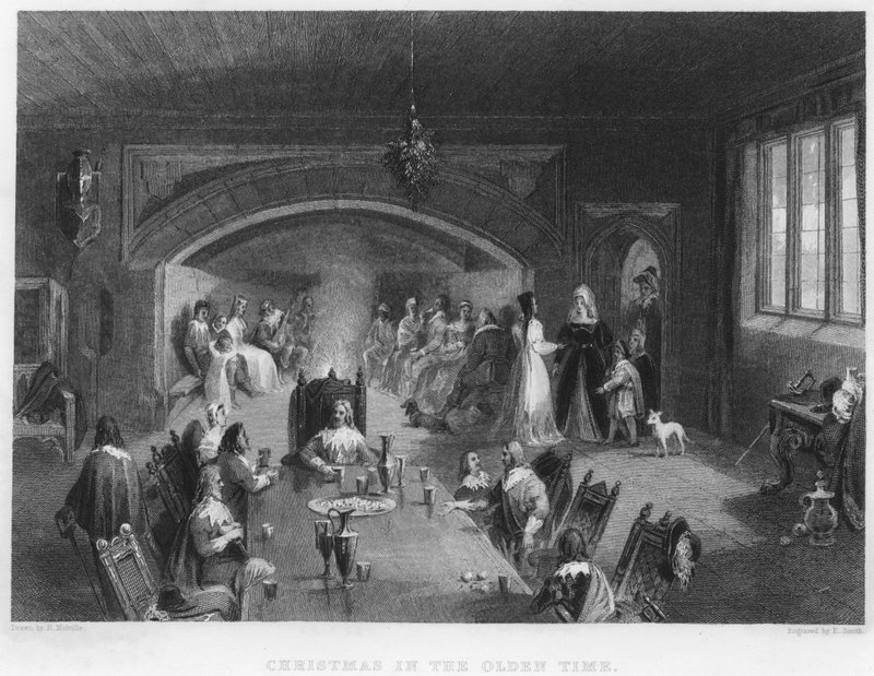 Vánoce za starých časů, Wycoller Hall, Lancashire, 1650 od English School