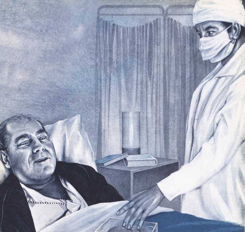 Doktor Barnard přistoupil k pacientovi a držel průhlednou plastovou krabičku od English School