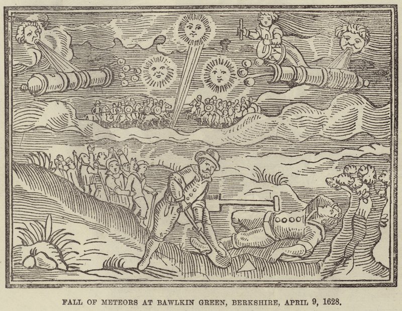 Pád meteorů v Bawlkin Green, Berkshire, 9. dubna 1628 od English School