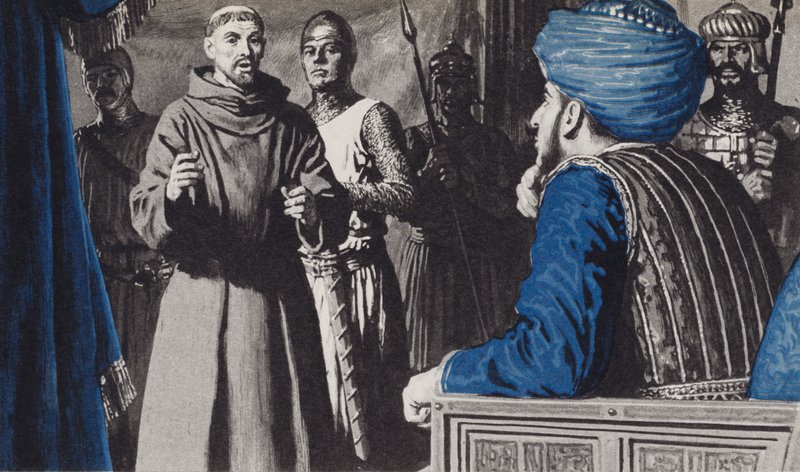 František se pokusil obrátit tureckého sultána, jehož vojska obsadila Svaté město Jeruzalém. od English School