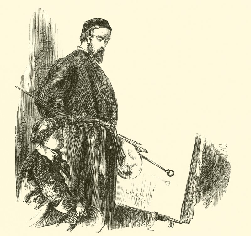 Goethe, chlapec, v malířském ateliéru od English School
