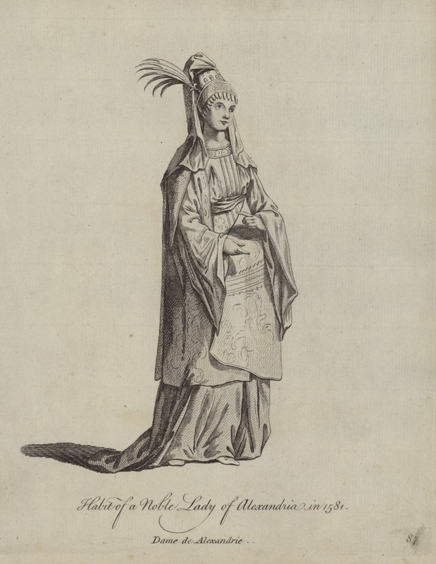 Zvyk šlechtické dámy z Alexandrie v roce 1581 od English School
