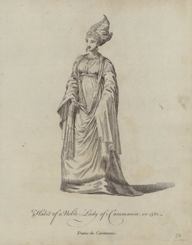 Zvyk urozené dámy z Caramania v roce 1581 od English School
