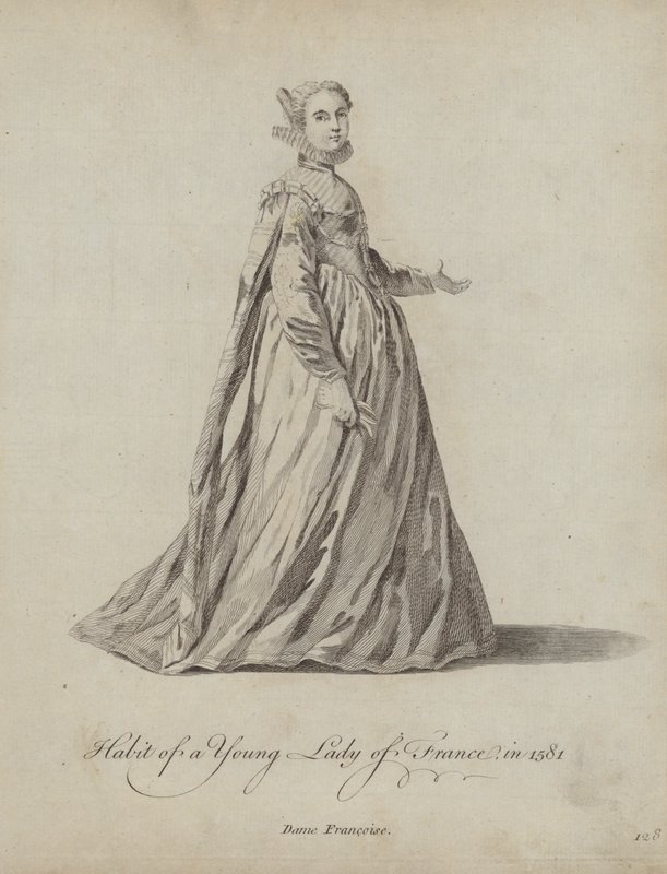 Zvyk mladé dámy z Francie v roce 1581 od English School